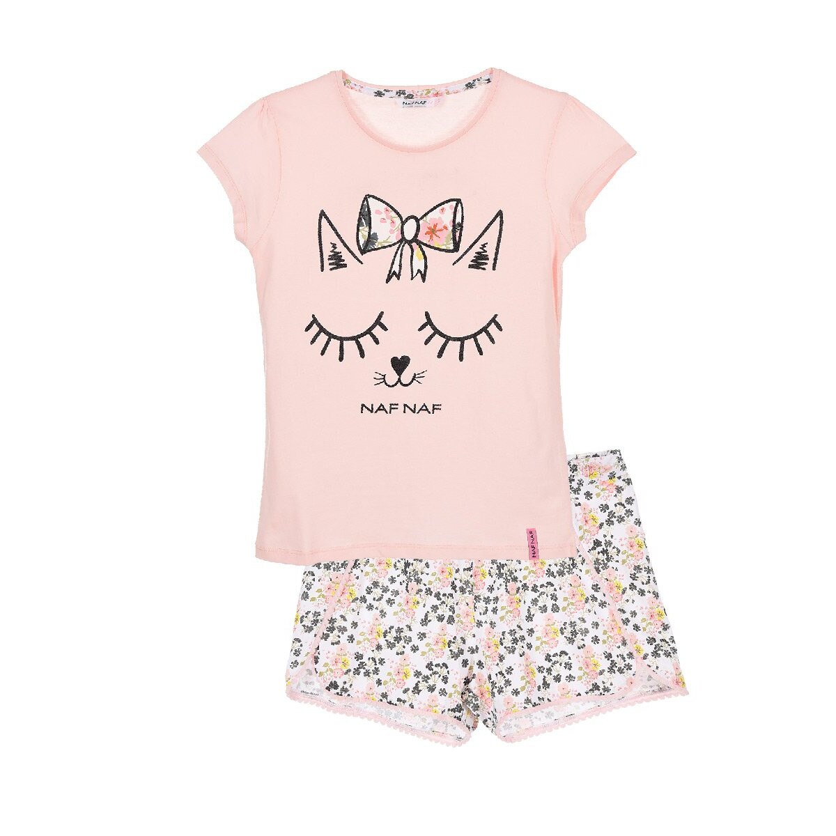 Pijamale NAF NAF Paris, Romantic girl, roz/alb