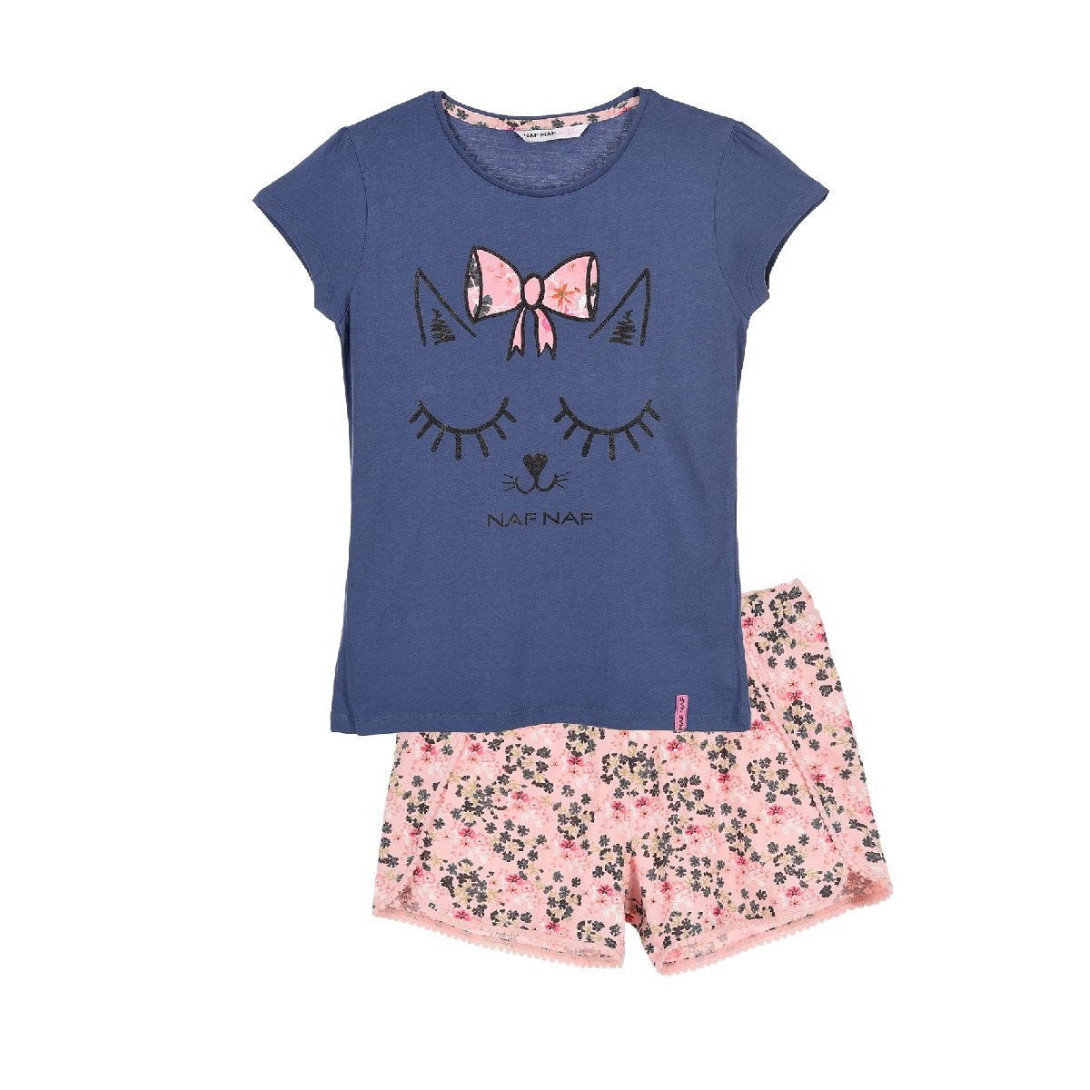 Pijamale NAF NAF Paris, Romantic girl, bleumarin/ roz, 6 ani, 116 cm