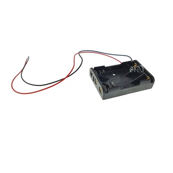 Carcasa cu suport si conectori cu 2 fire, pentru 3 baterii tip AAA R3, din plastic negru Carcasa cu suport si conectori cu 2 fire, pentru 3 baterii tip AAA R3, din plastic negru