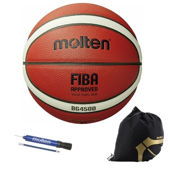 Minge baschet Molten B6G4500, aprobata FIBA, marime 6, pompa DHP21 si sac Minge baschet Molten B6G4500, aprobata FIBA, marime 6, pompa DHP21 si sac