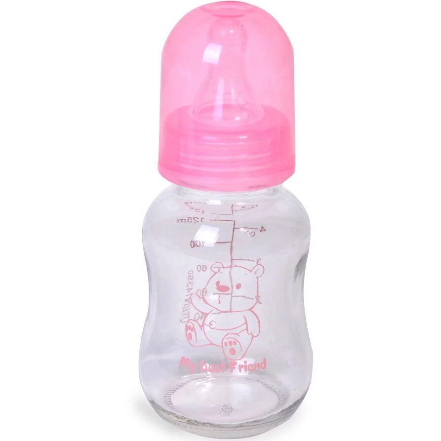 Biberon bebelusi, Zola®, din plastic, 0-6 luni, 125 ml, ursulet roz
