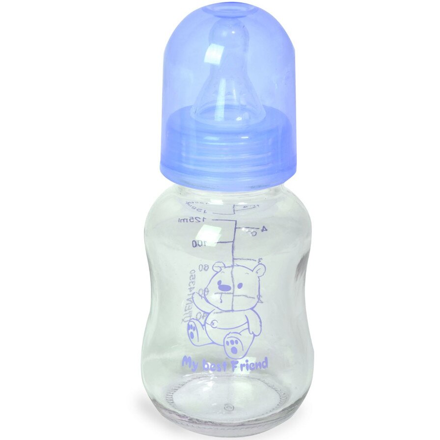 Biberon bebelusi, Zola®, din plastic, 0-6 luni, 125 ml, ursulet albastru