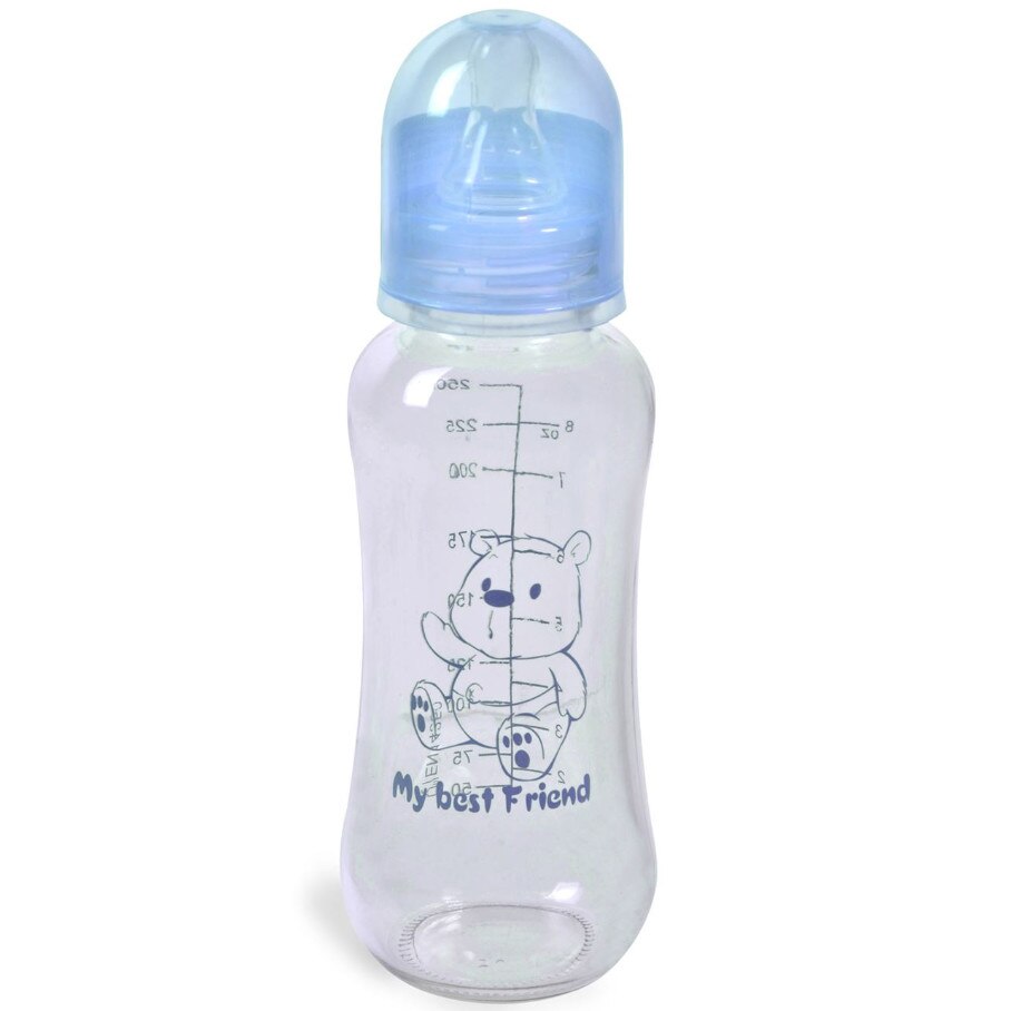 Biberon bebelusi, Zola®, din plastic, 0-6 luni, 240 ml, ursulet albastru