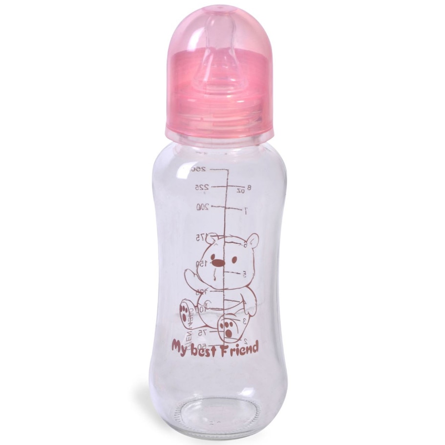 Biberon bebelusi, Zola®, din plastic, 0-6 luni, 240 ml, ursulet roz
