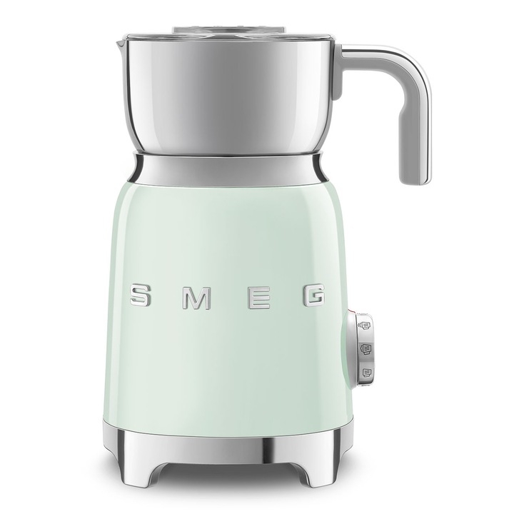 Уред за разпенване на мляко Smeg MFF11PGEU, 500 W, 600 мл, 6 програми, индукция, пастелно зелен, ретро стил 50-те