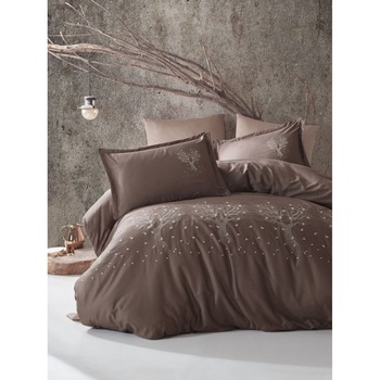 Lenjerie de pat dublu 6 piese, premium satin de lux cu broderie, 240 x 260 cm, Clasy , Zeplin V1 Lenjerie de pat dublu 6 piese, premium satin de lux cu broderie, 240 x 260 cm, Clasy , Zeplin V1