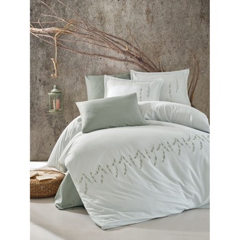 Lenjerie de pat dublu 6 piese, premium satin de lux cu broderie , 240 x 260 cm, Clasy , Sole Lenjerie de pat dublu 6 piese, premium satin de lux cu broderie , 240 x 260 cm, Clasy , Sole