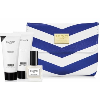 Set pentru par si unghii Balmain Cosmetic Care Bag Spring/Summer Sampon 50ml+Balsam 50ml+Oja 9.75ml Set pentru par si unghii Balmain Cosmetic Care Bag Spring/Summer Sampon 50ml+Balsam 50ml+Oja 9.75ml