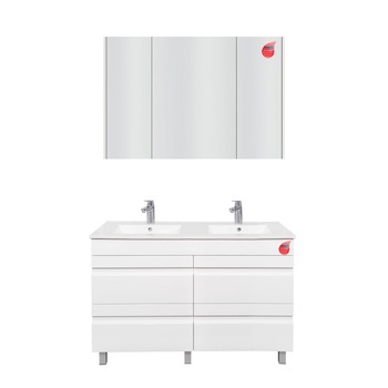 Set mobilier baie din Mdf cu lavoar dublu 1200+oglinda dulap 1200 cu 3 usi Set mobilier baie din Mdf cu lavoar dublu 1200+oglinda dulap 1200 cu 3 usi