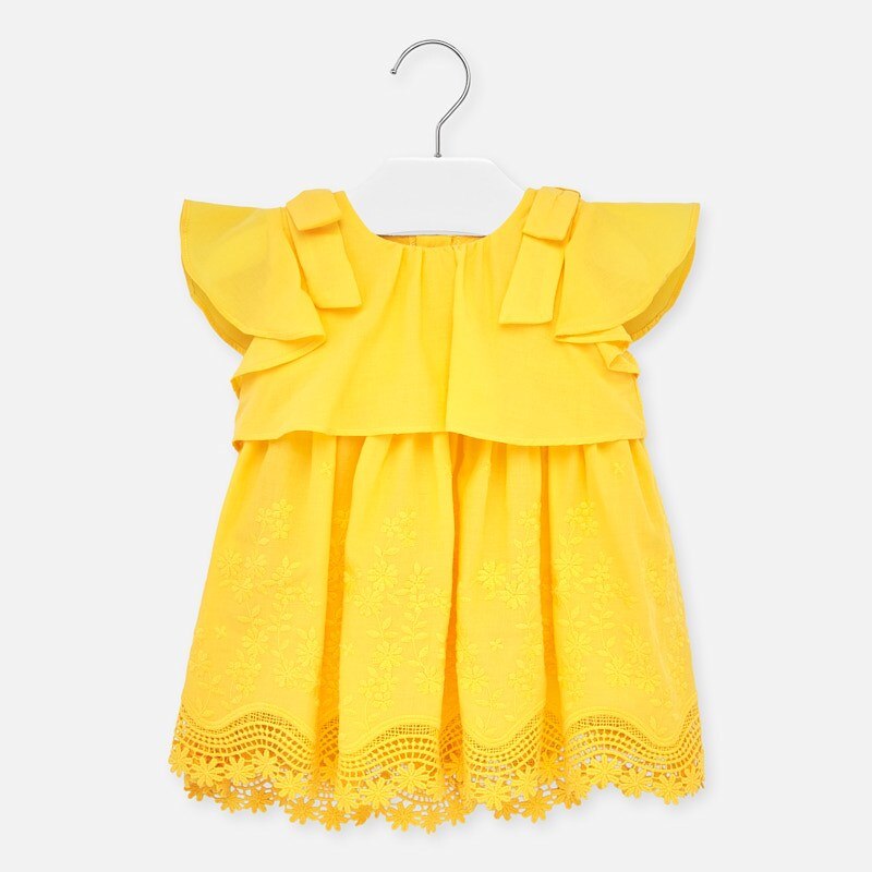 Rochie poplin brodat bebe fetita, Mayoral, galben