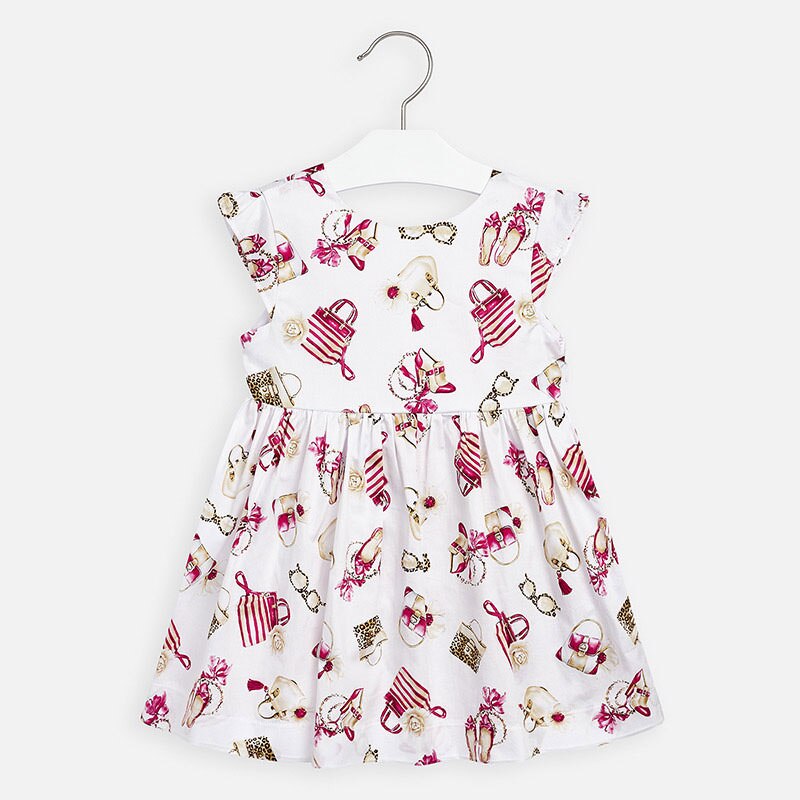 Rochie desene accesorii fetita, Mayoral, Alb / Roz