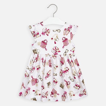Rochie desene accesorii fetita, Mayoral, Alb / Roz Rochie desene accesorii fetita, Mayoral, Alb / Roz