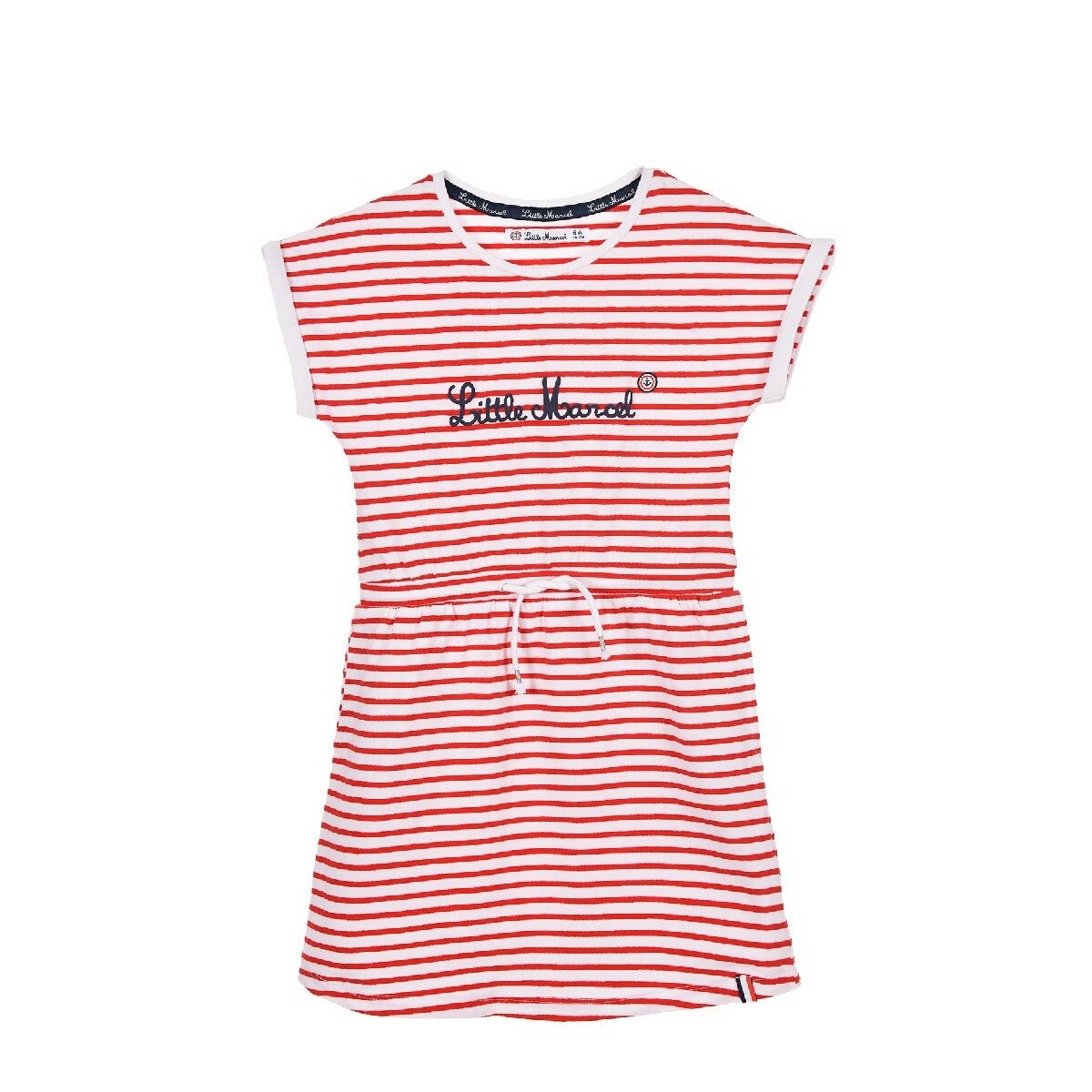 Rochie Little Marcel, alb/ rosu