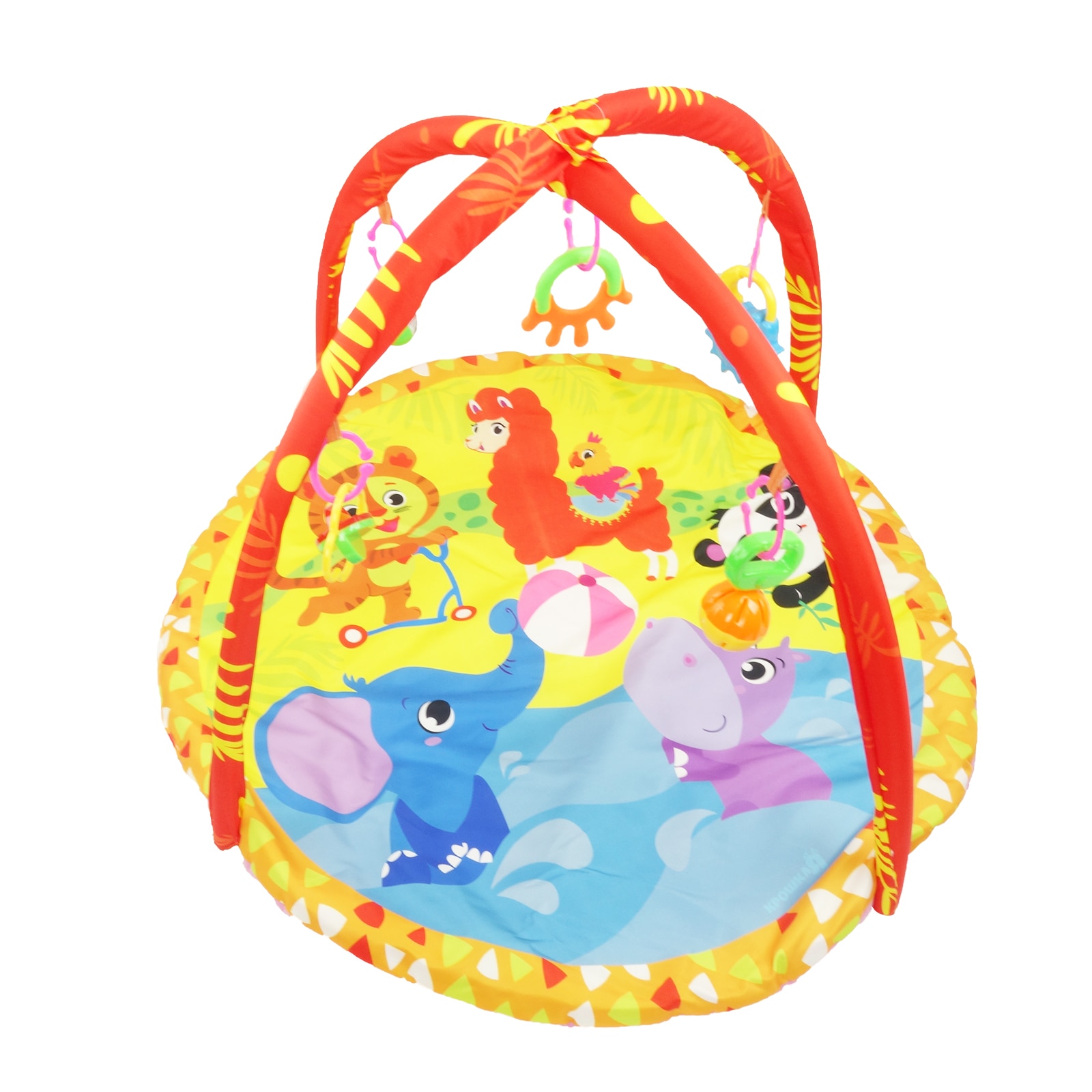 Loc de joaca, salteluta, Elefantel, cu 5 jucarii detasabile, 78 cm