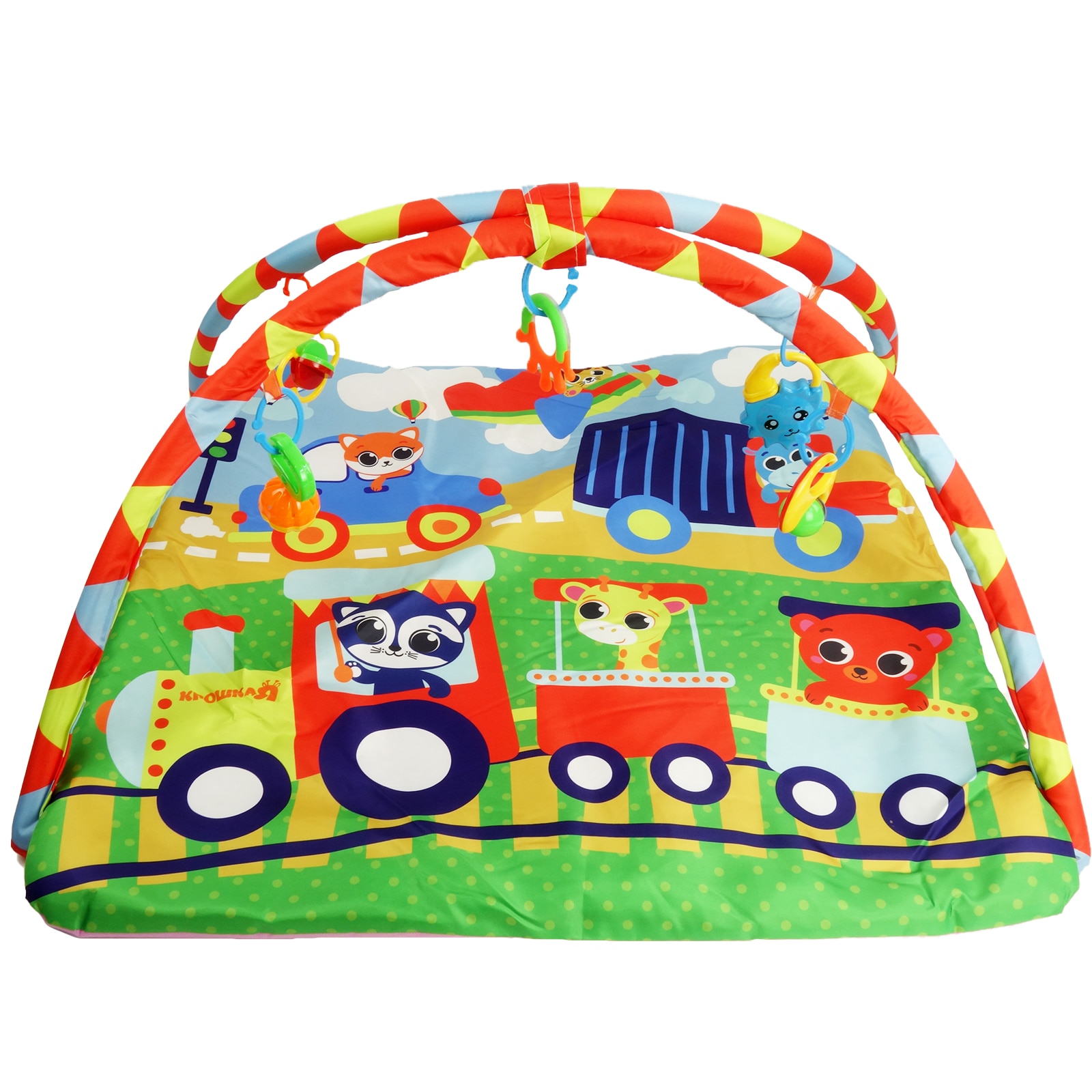 Loc de joaca, salteluta, Trenulet, cu 5 jucarii detasabile, 80 cm