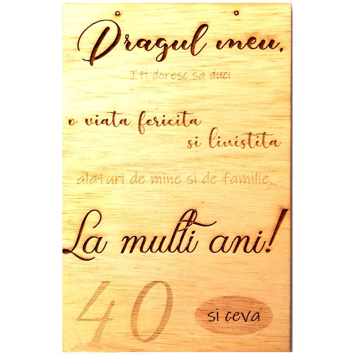 Mesaj personalizat ocazie speciala, lemn natur, suport auriu, 20x30 cm, Artemis Gift