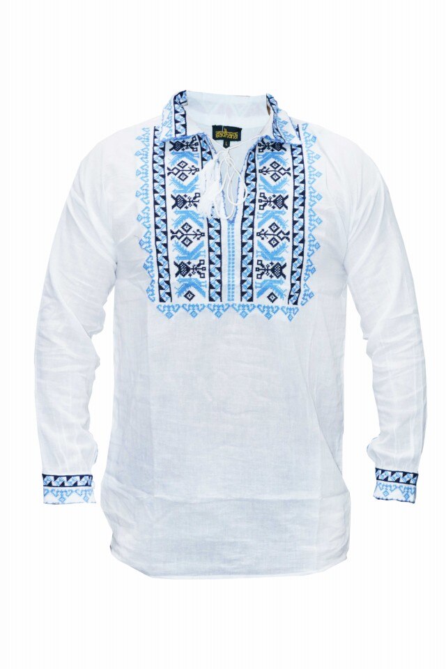Bluza barbati tip ie, brodata traditional, Alb, DAE6633, Alb
