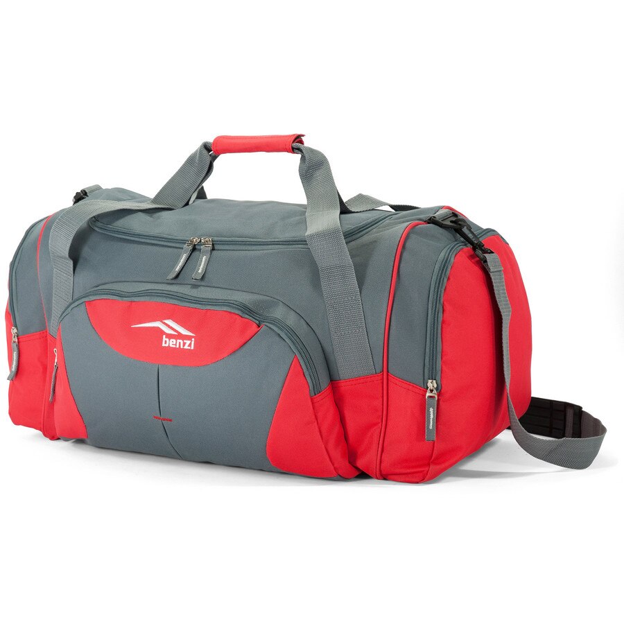 Geanta de voiaj, Benzi, BZ 5578 - 58 cm, Gri cu Rosu