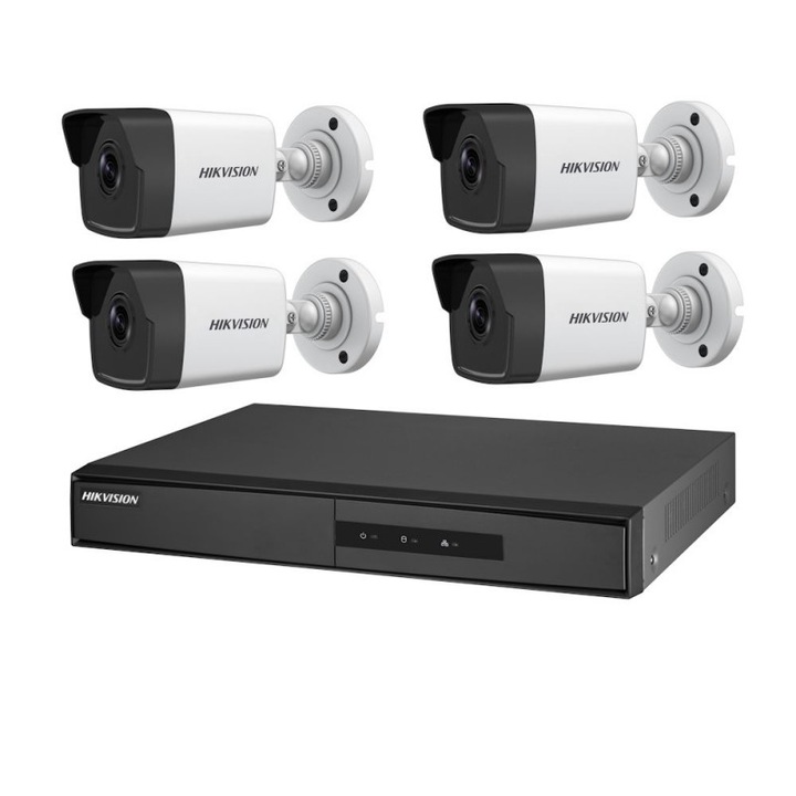 Kit supraveghere video Hikvision 5MP, cu 4 camere 5MP de interior si HDD 1 TB cu accesorii montaj MK560