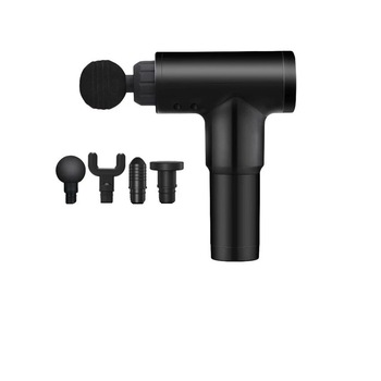 Aparat de masaj Gun Profesional, 4 capete interschimbabile, 5 trepte de viteza, Negru Aparat de masaj Gun Profesional, 4 capete interschimbabile, 5 trepte de viteza, Negru