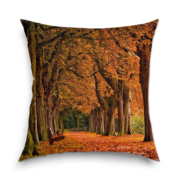 Perna decorativa Heartwork Peisaj de Toamna cu Atmosfera de toamna, Decoratiuni pentru casa, 40 x 40 cm