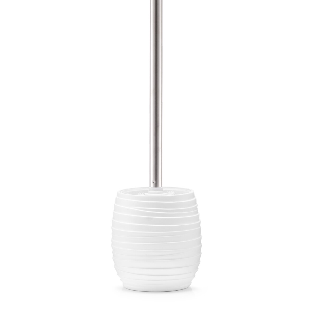 Perie toaleta alba/argintie,din poliserin si inox,Zeller