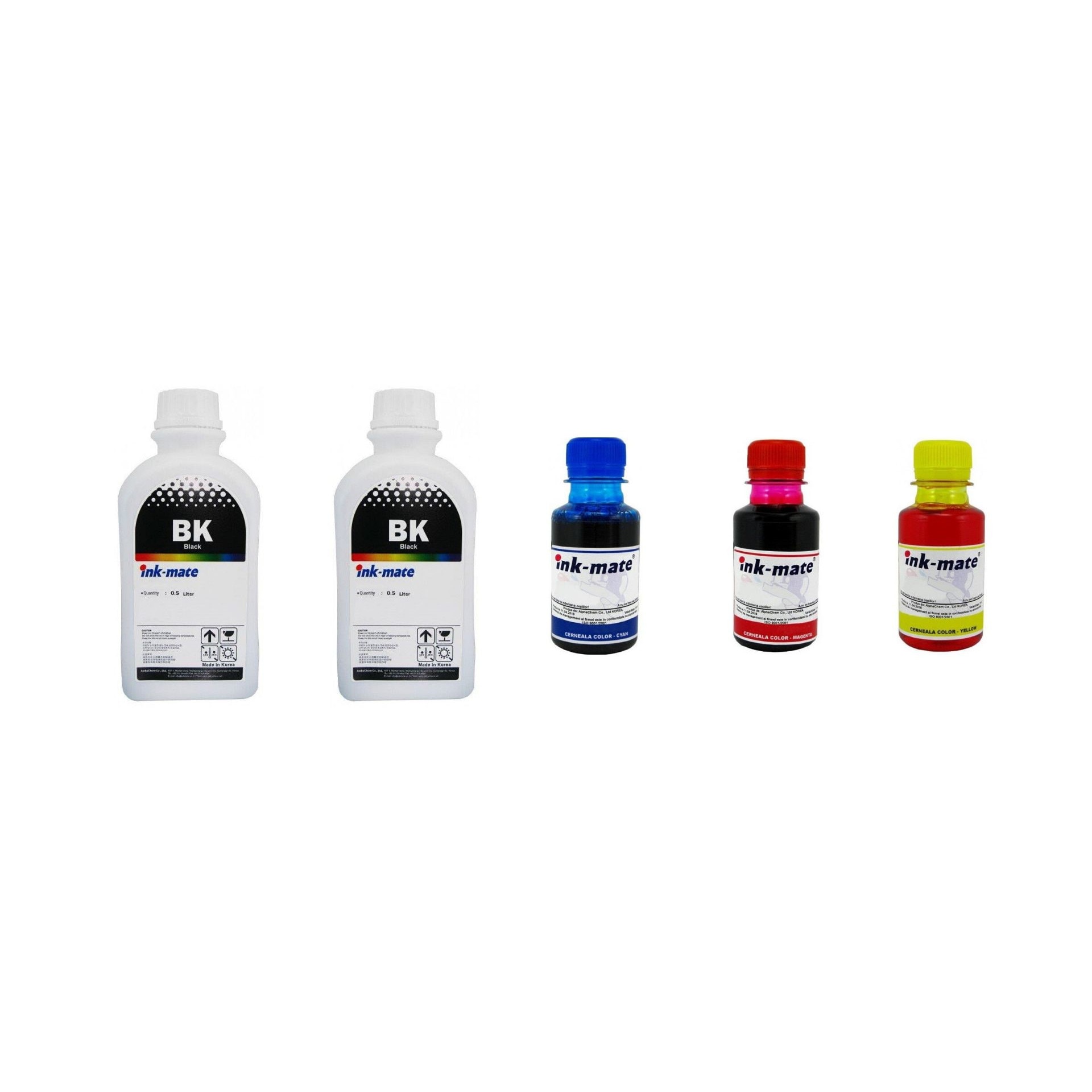 Pachet flacon refill cerneala Ink-Mate 1300ml PGI-570PGBK negru 500ml CLI-571BK negru 500ml CLI-571C cyan 100ml CLI-571M magenta 100ml CLI-571Y galben 100ml compatibil Canon