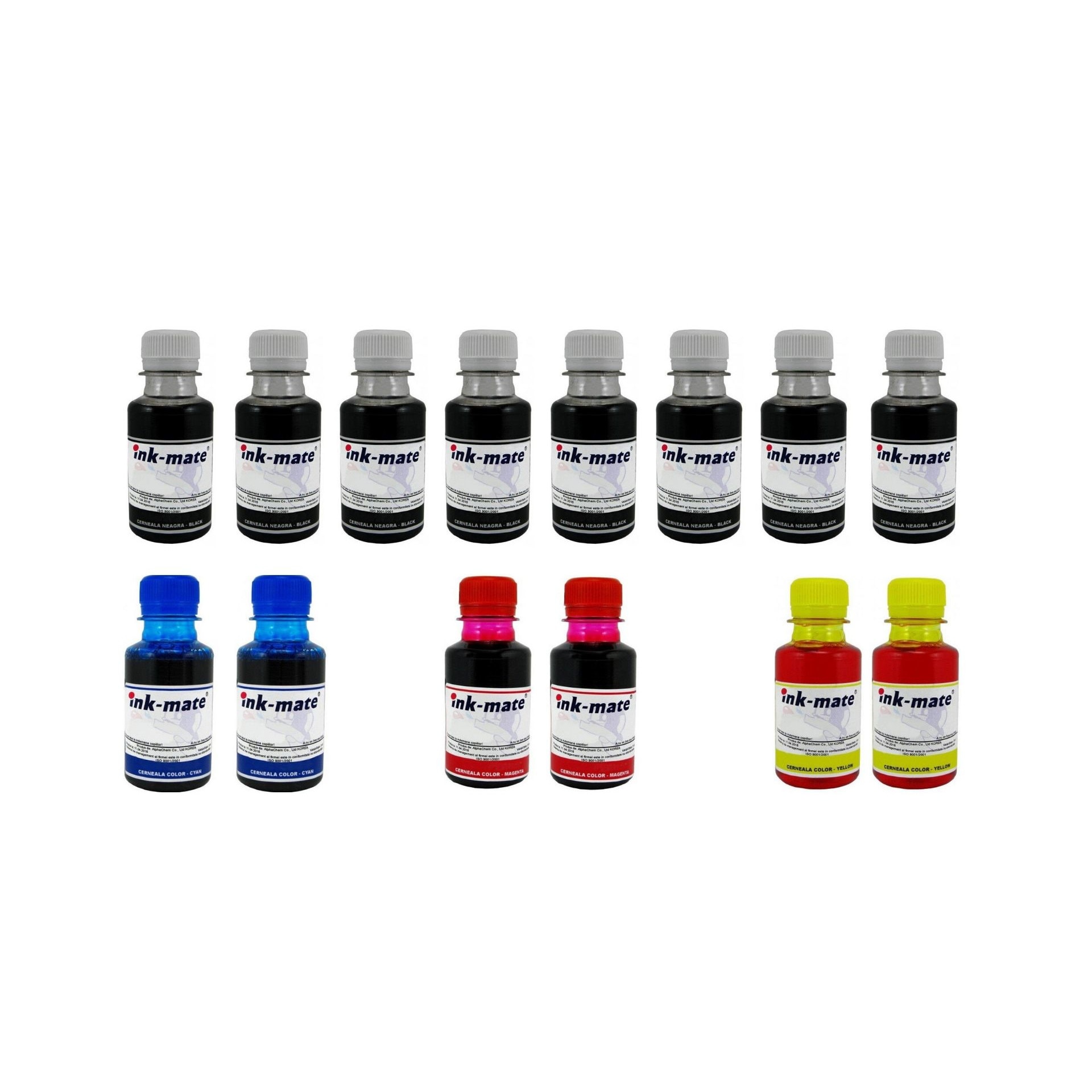 Pachet flacon refill cerneala Ink-Mate 1400ml PGI-570PGBK negru x2 CLI-571BK negru x2 CLI-571C cyan CLI-571M magenta CLI-571Y galben compatibil Canon