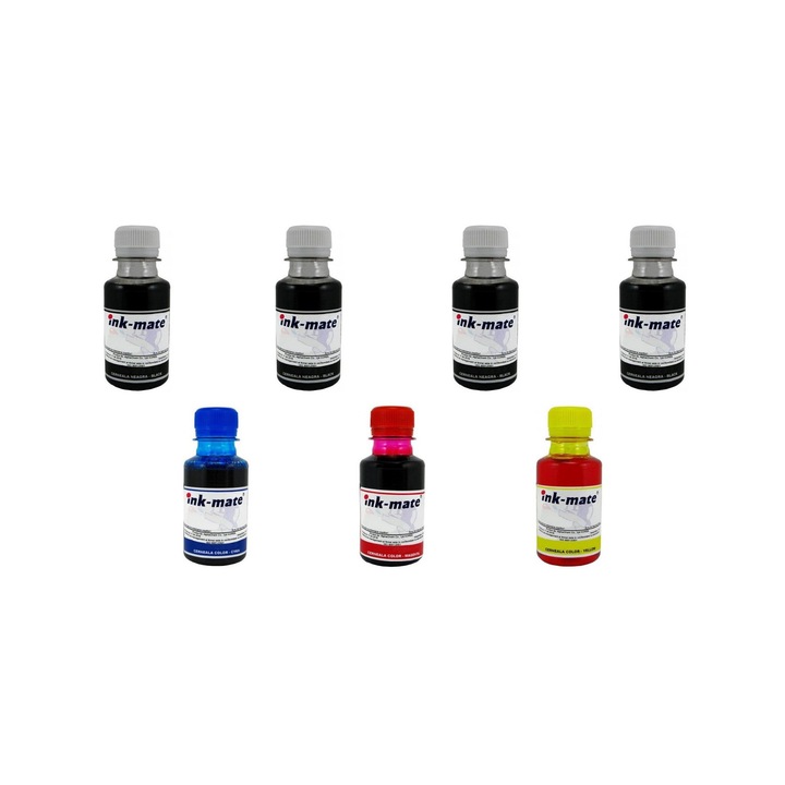 Pachet flacon refill cerneala Ink-Mate 700ml PGI-580PGBK negru x2 CLI-581BK negru x2 CLI-581C cyan CLI-581M magenta CLI-581Y galben compatibil Canon