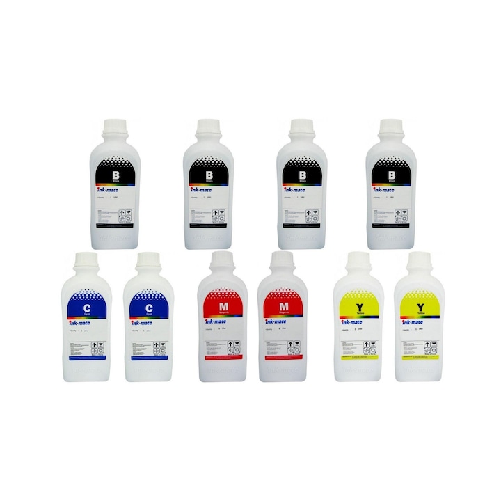 Pachet flacon refill cerneala Ink-Mate 10000ml PGI-5PGBK negru x2 CLI-8BK negru x2 CLI-8C cyan x2 CLI-8M magenta x2 CLI-8Y galben x2 compatibil Canon