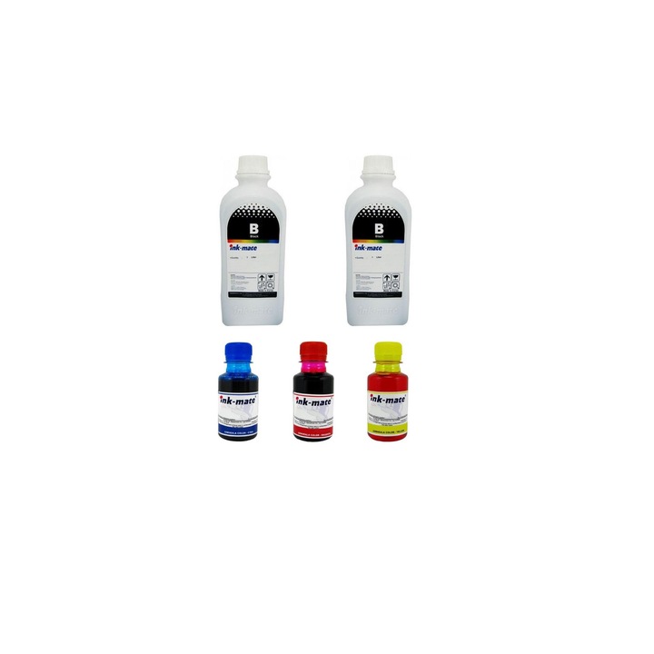 Pachet flacon refill cerneala Ink-Mate 2300ml PGI-580PGBK negru 1000ml CLI-581BK negru 1000ml CLI-581C cyan 100ml CLI-581M magenta 100ml CLI-581Y galben 100ml compatibil Canon