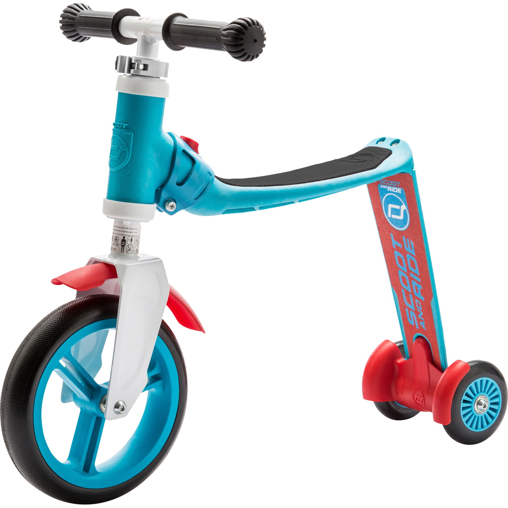 Trotineta copii transformabila 2in1 Scoot & Ride HighwayBaby+, Albastru/Rosu, 1-4 ani