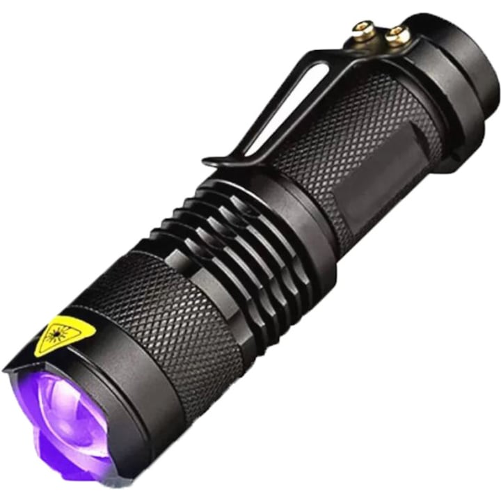 Мощен UV 395n ултравиолетов фенер, електроб, светлинен фокус, метална кутия