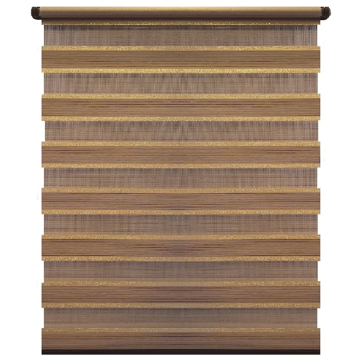 Jaluzea rulou Maxi, Deko Design, model Zebra Day and Night Luxury, material textil, 210x160 cm, dv05, maro deschis