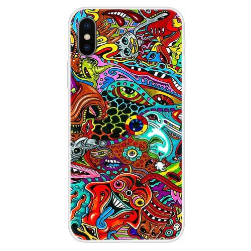 Husa silicon Apple iPhone XS model Colorful Ghosts, Antisoc, TPU, Viceversa Multicolor