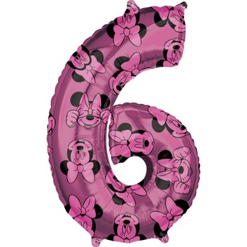 Balon Folie Figurina Minnie Mouse Forever Cifra 6 roz- 66 cm, Amscan 41708, 1 buc Balon Folie Figurina Minnie Mouse Forever Cifra 6 roz- 66 cm, Amscan 41708, 1 buc