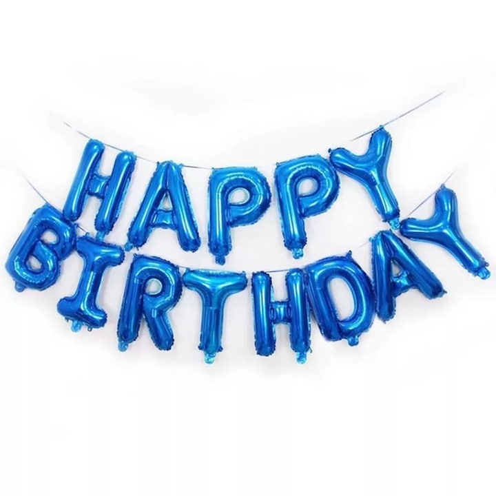 Комплект фолиеви балони, Happy Birthday, сини, 40 см, It's Party Time