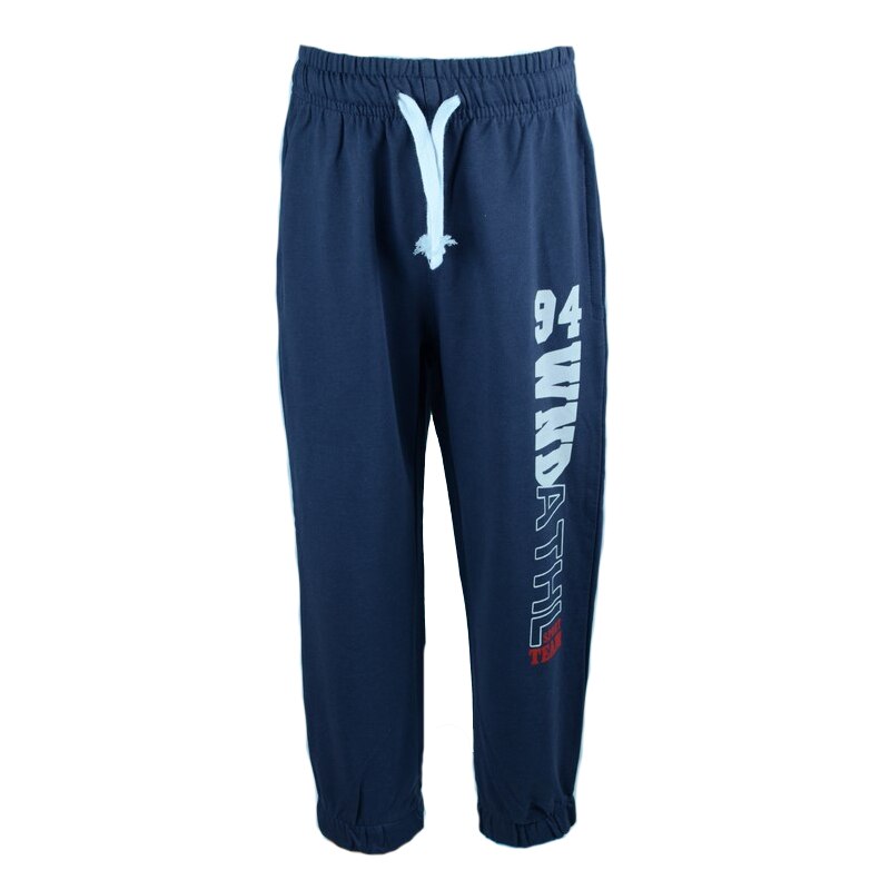 Pantaloni sport, baieti, NN, imprimeu text, Bleumarin