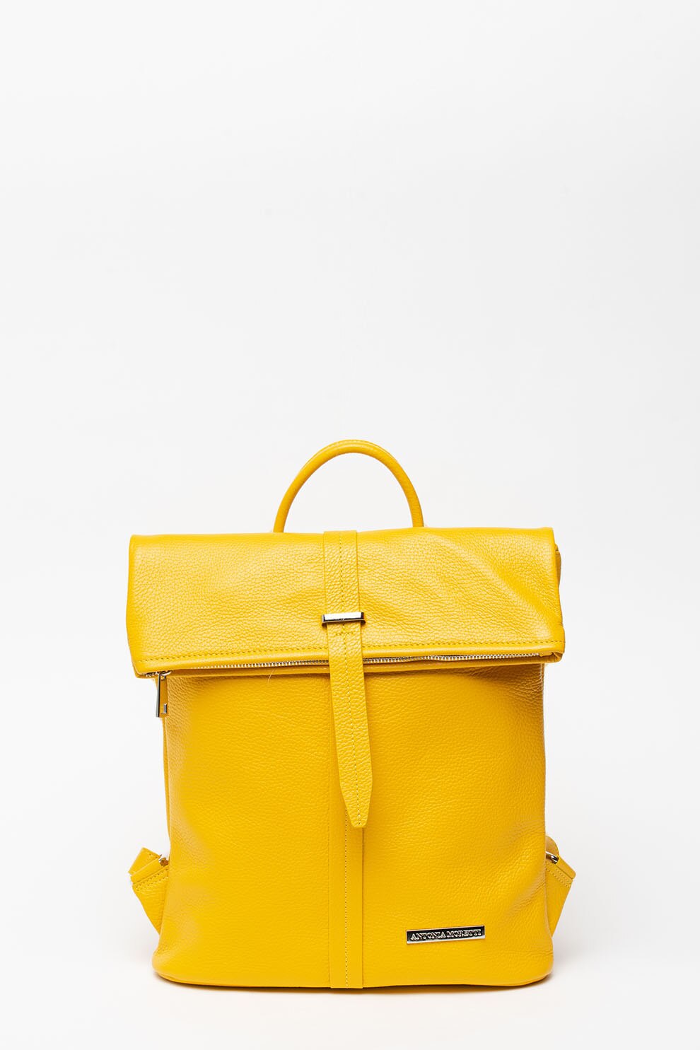 Antonia Moretti, Rucsac din piele cu clapa in partea in sus, Galben sofran