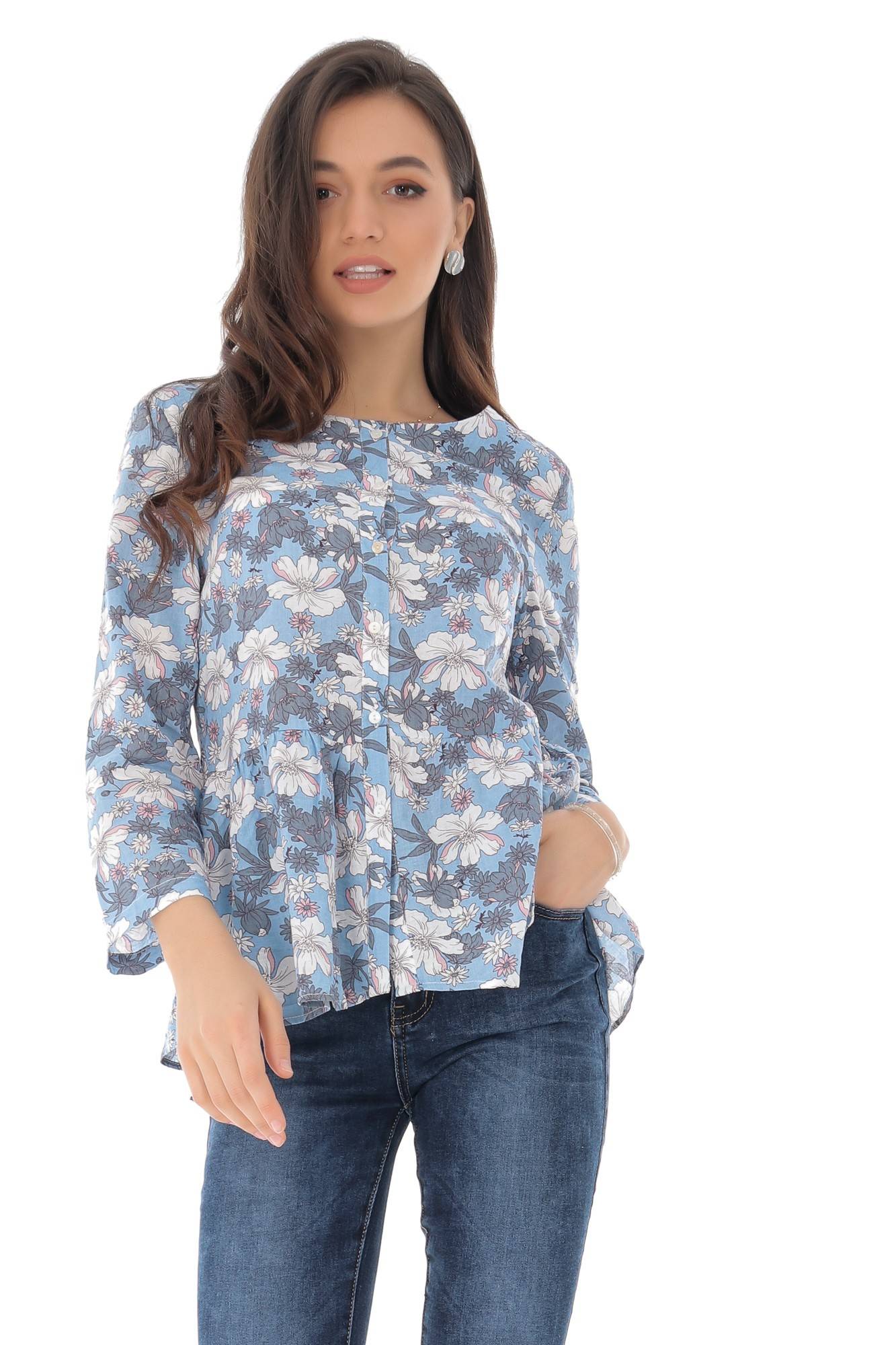 Bluza multicolora, cu imprimeu floral, ROH - BR2260