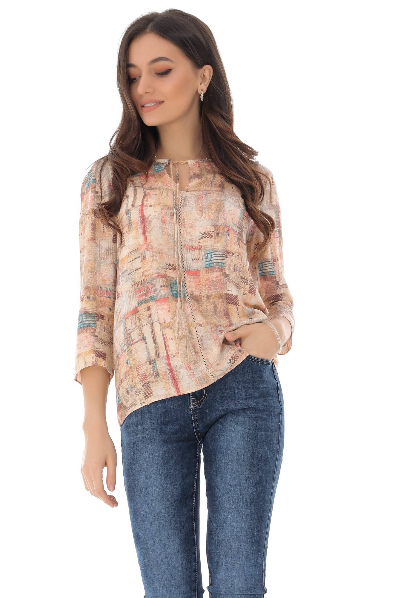 Bluza multicolora, cu broderii finute, ROH - BR2284 , S