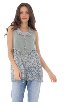 Bluza chic, gri cu imprimeu floral, ROH - BR2287 , M Bluza chic, gri cu imprimeu floral, ROH - BR2287 , M