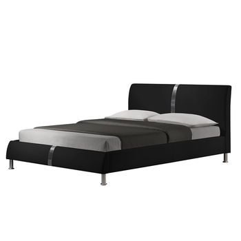 Pat cu somiera piele ecologica 160x200, HM Dakota, negru Pat cu somiera piele ecologica 160x200, HM Dakota, negru