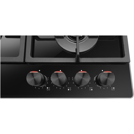 Plita incorporabila Hansa BHKS651599, Gaz, 4 Arzatoare, Arzator wok, Aprindere electrica, Negru