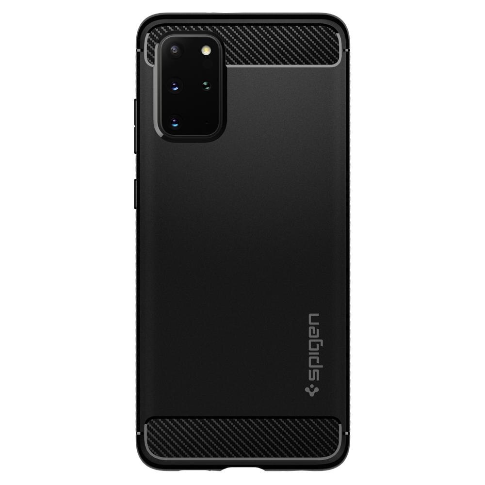 Husa de protectie Spigen Premium Rugged Armor pentru Samsung Galaxy S20 Plus, Air Cushion Technology, Carbon Fiber, Matte Black