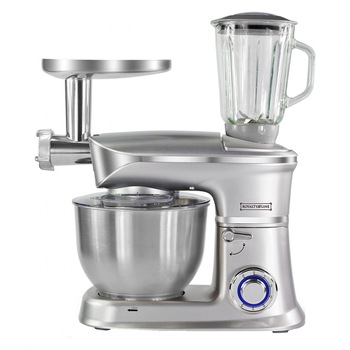 Robot de bucatarie 3in1 Royalty Line RL-PMK19007BG, 1900W, 6.5 Litri, Blender, Mixer Planetar, Masina de tocat, Silver Robot de bucatarie 3in1 Royalty Line RL-PMK19007BG, 1900W, 6.5 Litri, Blender, Mixer Planetar, Masina de tocat, Silver