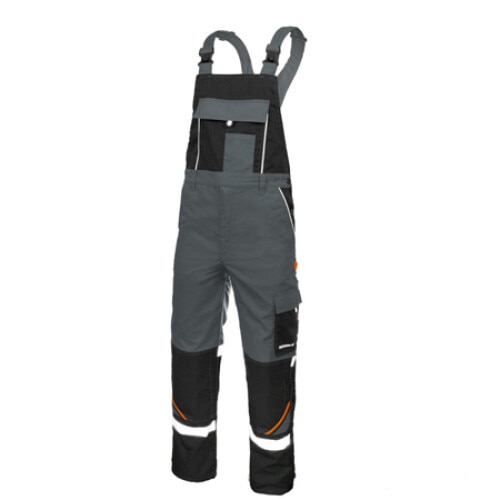 Pantaloni cu pieptar, ProfRef grey, insertii reflectorizante, marimea 46