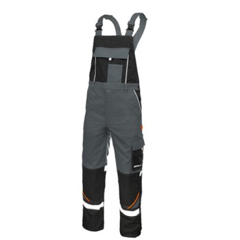 Pantaloni cu pieptar, ProfRef grey, insertii reflectorizante, marimea 52 Pantaloni cu pieptar, ProfRef grey, insertii reflectorizante, marimea 52
