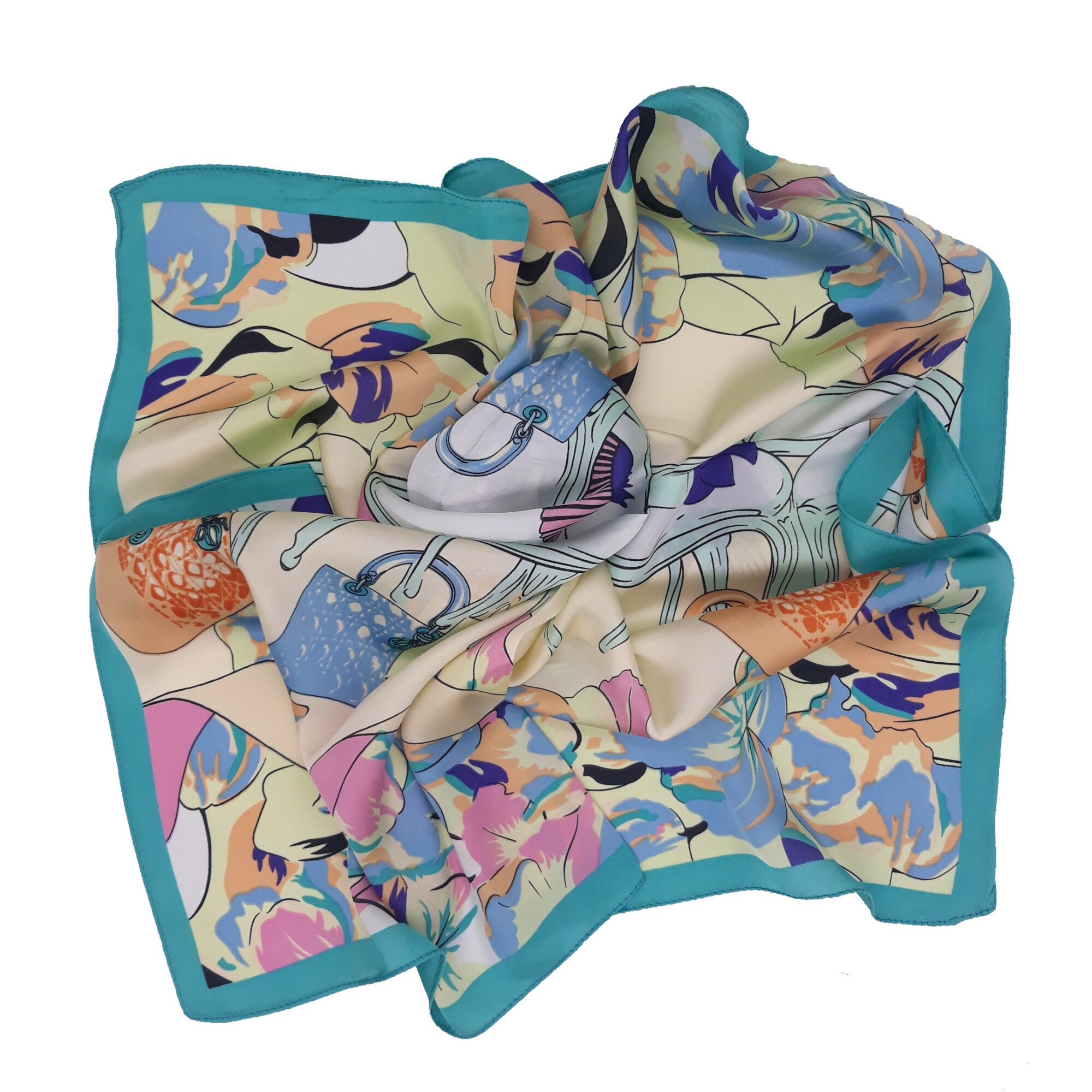 Esarfa dama, din poliester, multicolora, dimensiune 70*70 cm