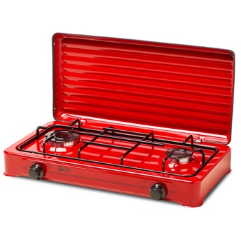 Plita aragaz LDK AMORFO 2 RED, Gaz, 2 arzatoare, Capac metalic, Rosu Plita aragaz LDK AMORFO 2 RED, Gaz, 2 arzatoare, Capac metalic, Rosu